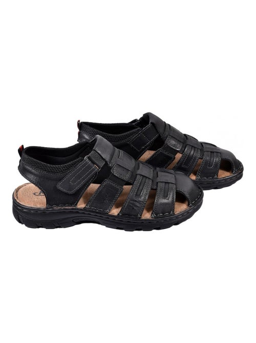 Sandalias de cuero con velcro - Kiabi