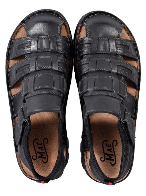 Sandalias de cuero con velcro - Kiabi