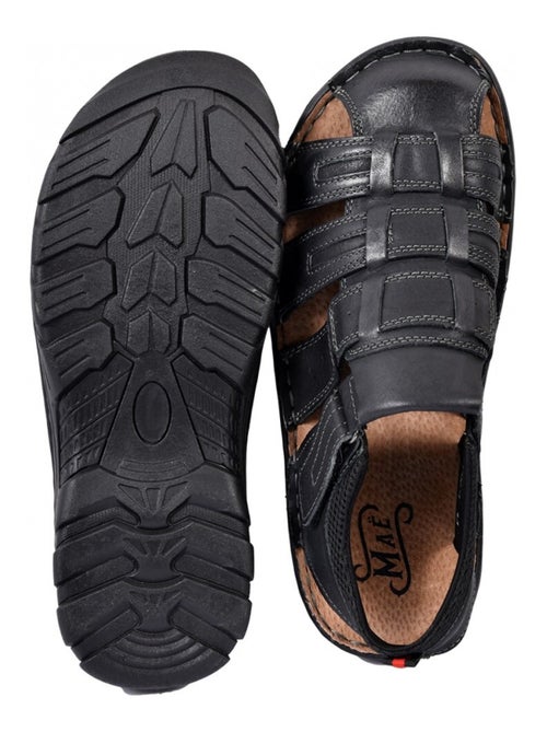 Sandalias de cuero con velcro - Kiabi