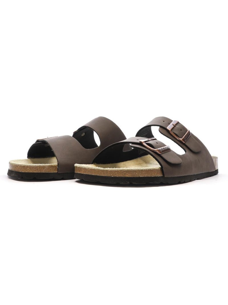 Sandalias de Cuero Liso para Hombre Schott Marrón capuchino - Kiabi