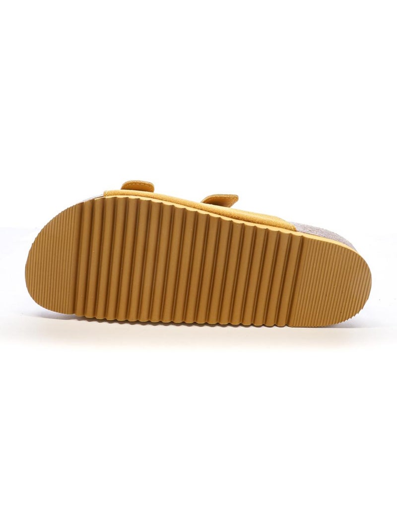 Sandalias de Cuero para Mujer Amarillo - Kiabi