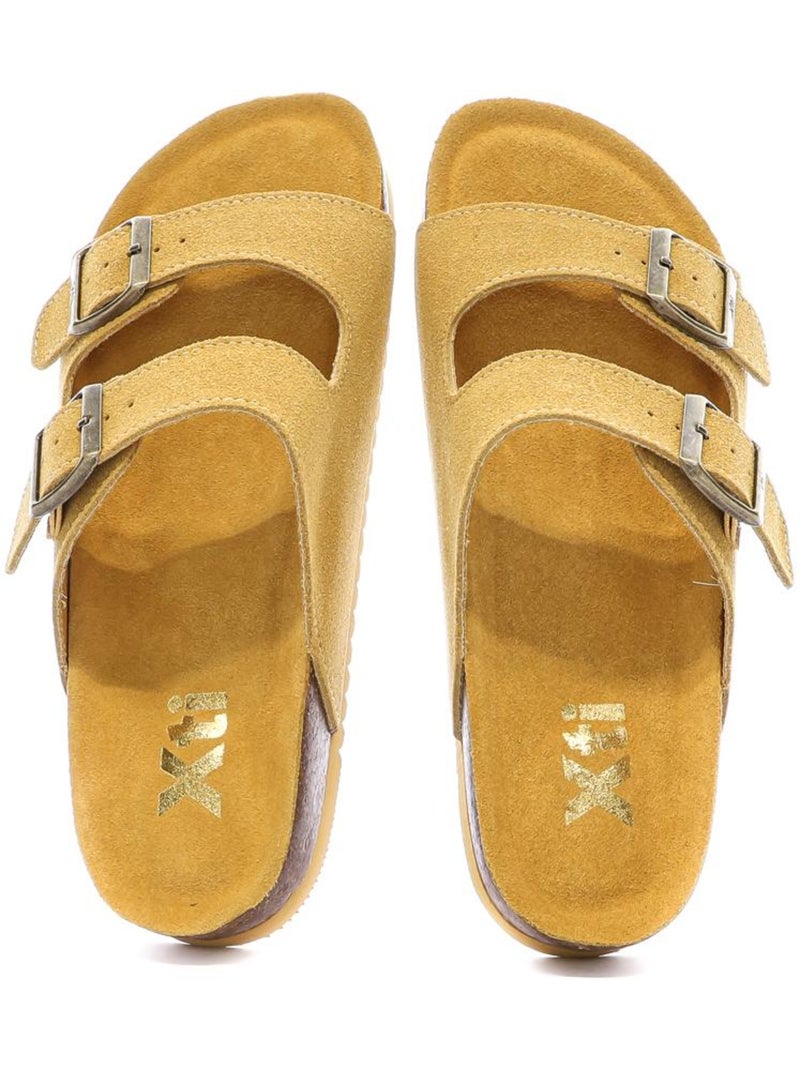 Sandalias de Cuero para Mujer Amarillo - Kiabi