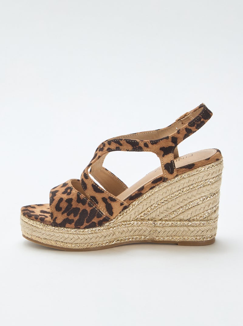 Sandalias de cuña con tacón de cuerda Marron - Kiabi