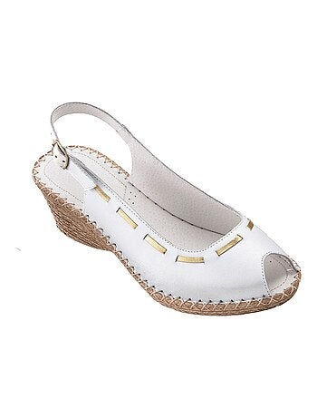 Sandalias de cuña de cuero con punta abierta - Afibel