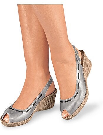 Sandalias de cuña de cuero con punta abierta - Afibel