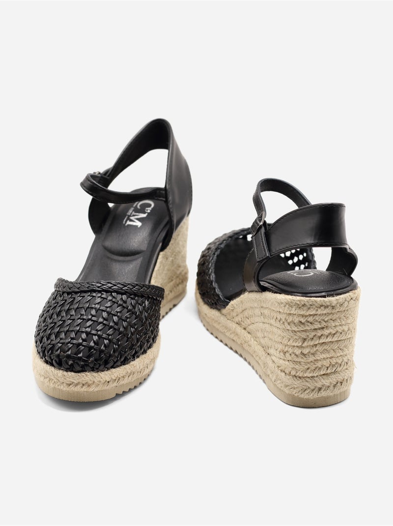 Sandalias de cuña trenzadas Negro - Kiabi