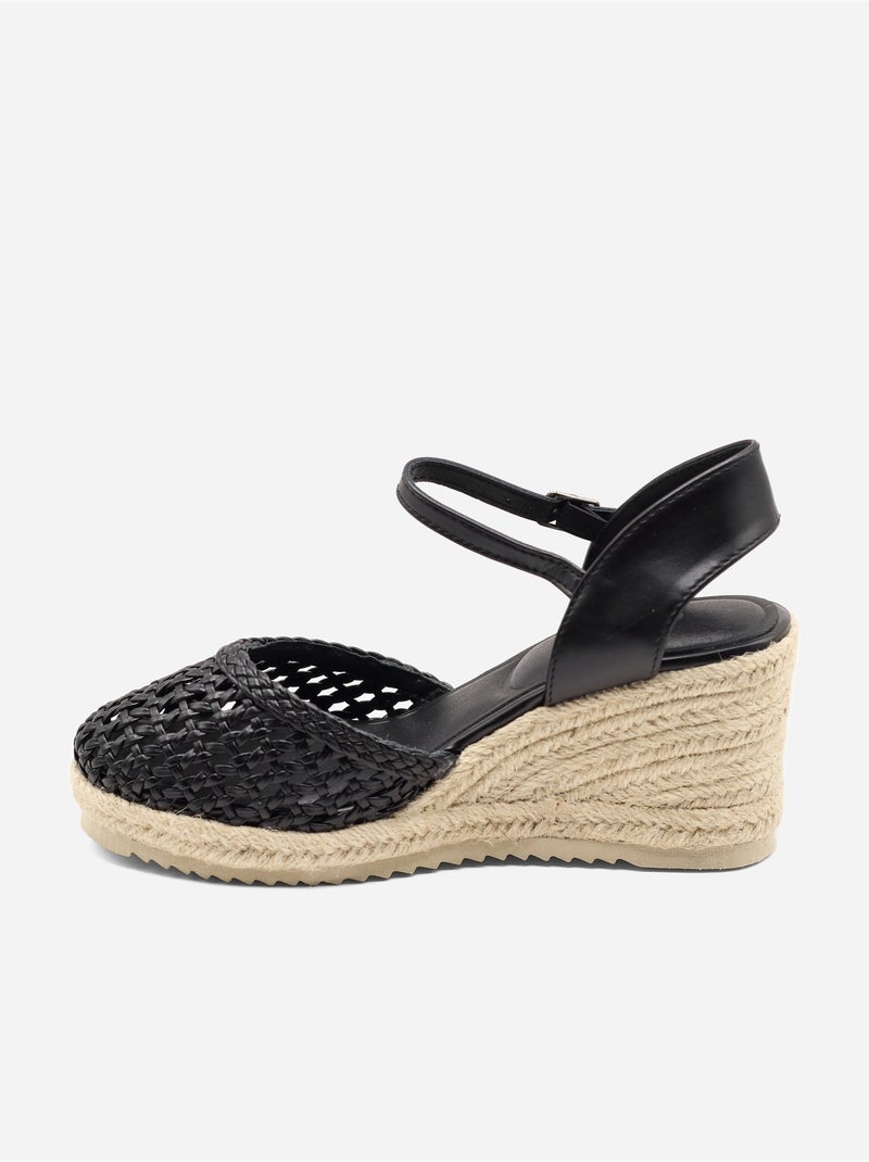 Sandalias de cuña trenzadas Negro - Kiabi