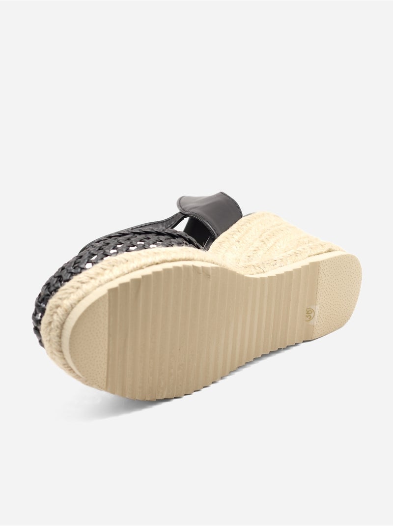 Sandalias de cuña trenzadas Negro - Kiabi
