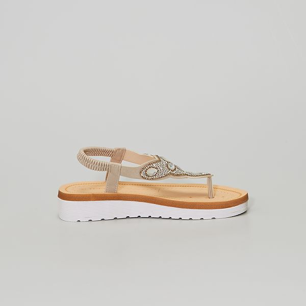 Sandalias de dedo con strass Mujer talla 34 a 48 - BEIGE - Kiabi - 18,00€