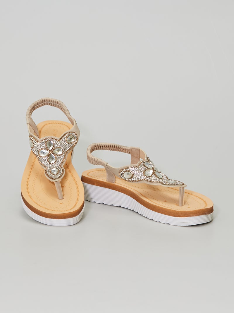 Sandalias de dedo con strass BEIGE - Kiabi