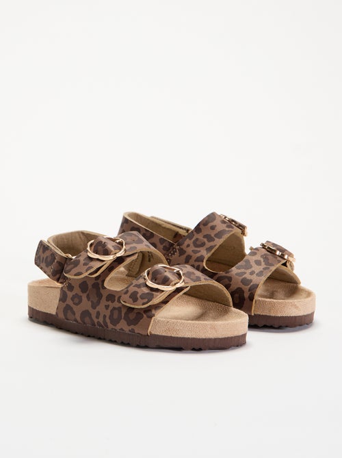 Sandalias de doble tira con estampado de "leopardo" - Kiabi