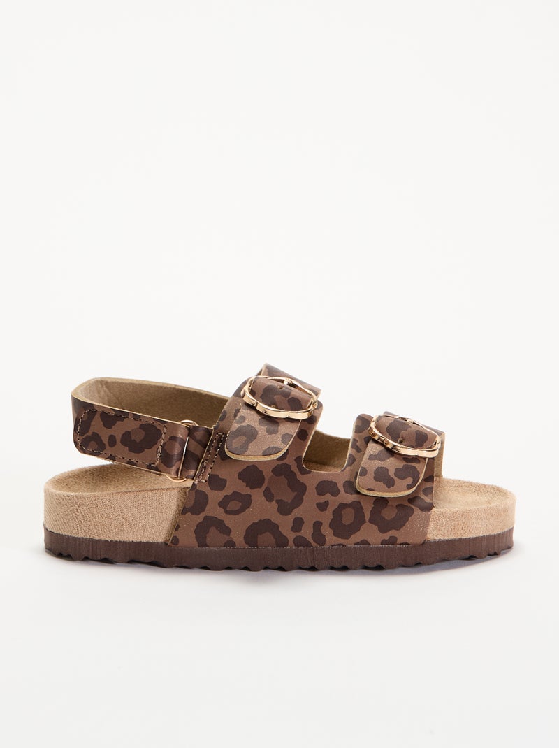Sandalias de doble tira con estampado de "leopardo" Marron - Kiabi