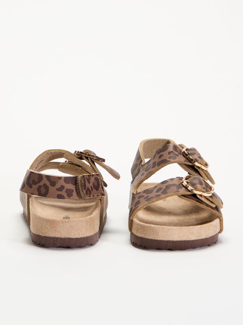 Sandalias de doble tira con estampado de "leopardo" - Kiabi