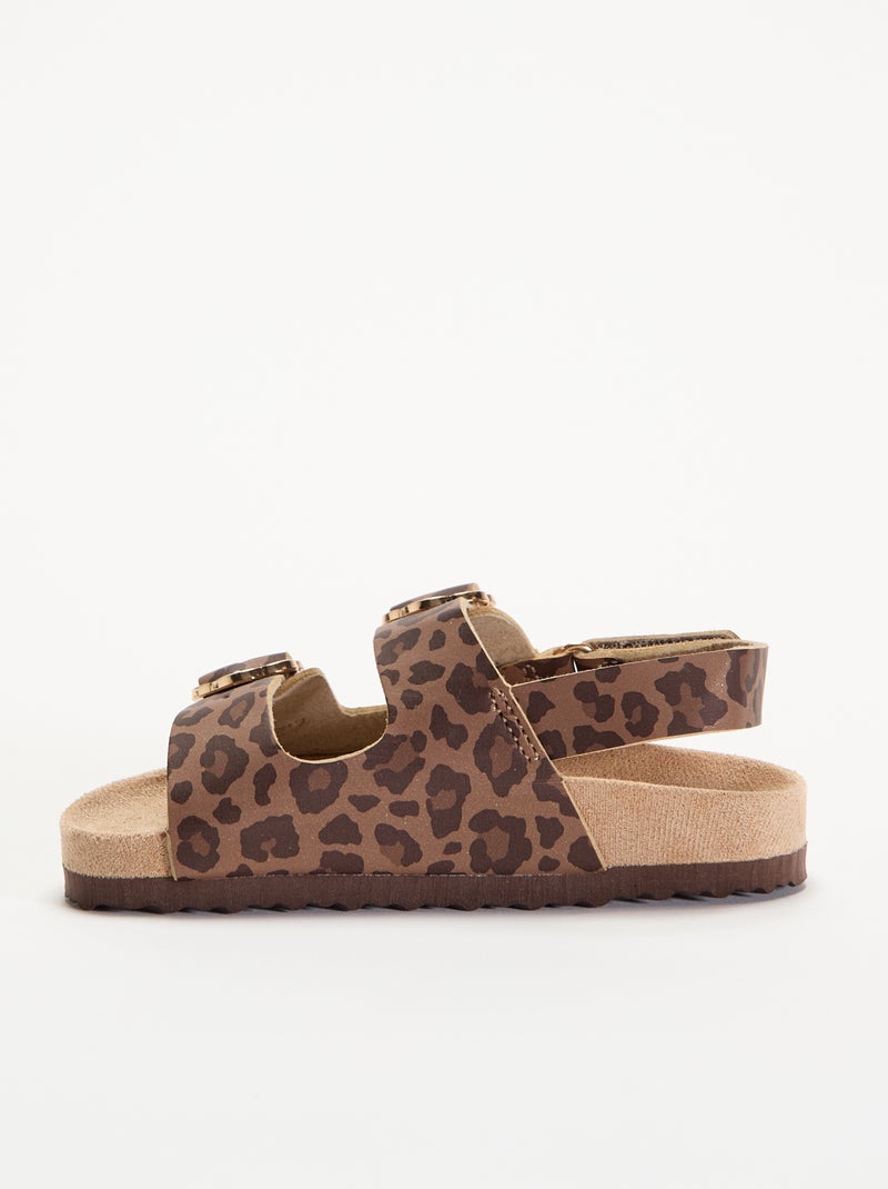 Sandalias de doble tira con estampado de "leopardo" Marron - Kiabi