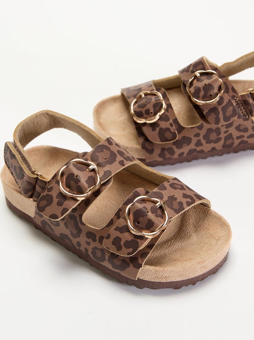 Sandalias de doble tira con estampado de "leopardo" - Kiabi