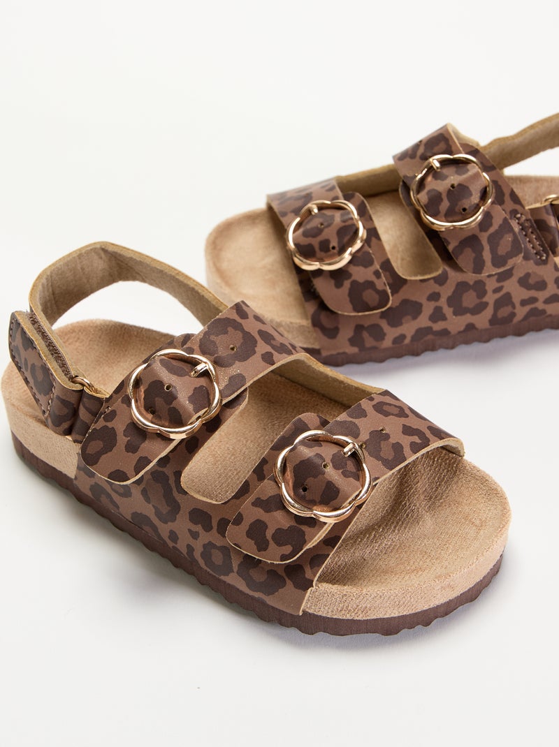 Sandalias de doble tira con estampado de "leopardo" Marron - Kiabi