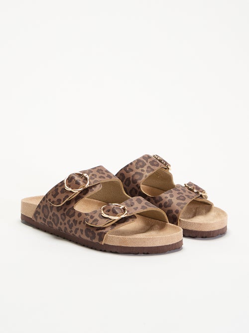 Sandalias de doble tira con estampado de leopardo - Kiabi