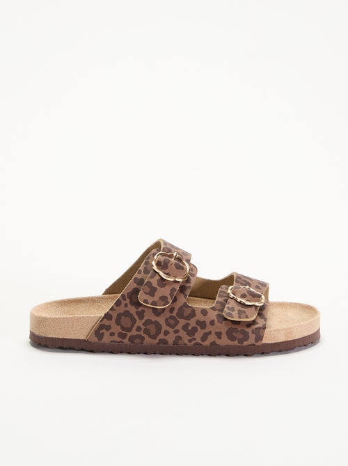 Sandalias de doble tira con estampado de leopardo - Kiabi