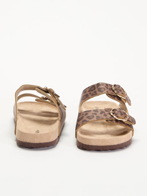 Sandalias de doble tira con estampado de leopardo - Kiabi