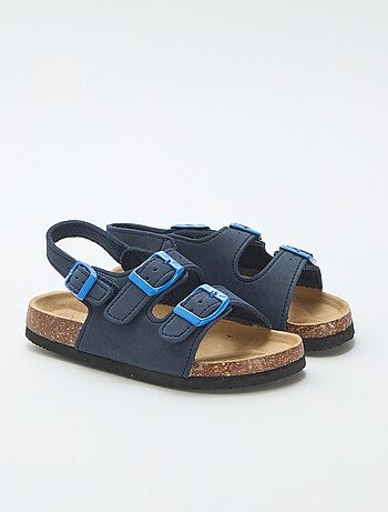 Sandalias de doble tira con hebillas contrastantes