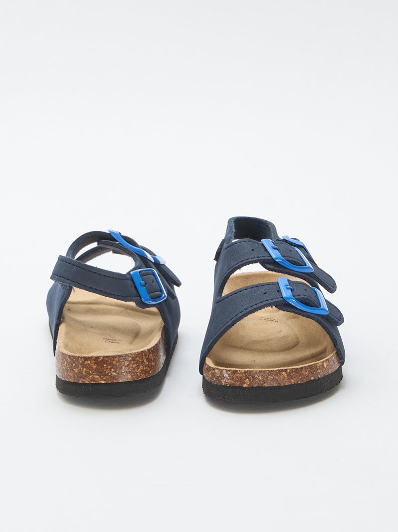 Sandalias de doble tira con hebillas contrastantes Azul - Kiabi