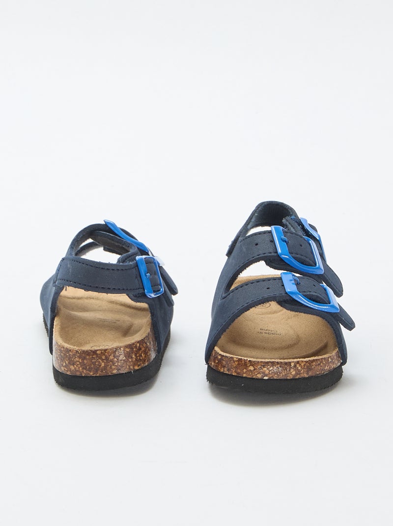 Sandalias de doble tira con hebillas contrastantes Azul - Kiabi