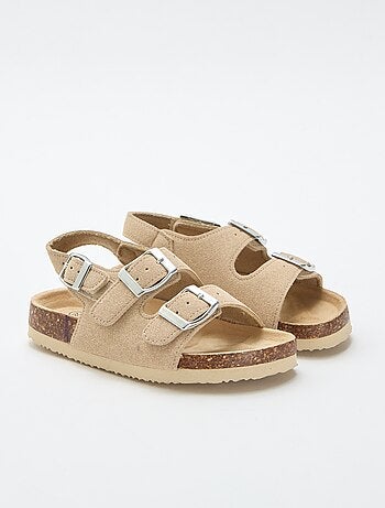 Sandalias de doble tira con hebillas contrastantes