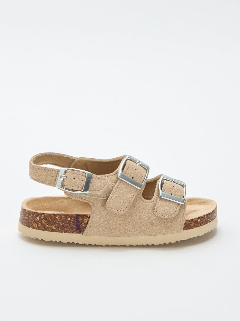 Sandalias de doble tira con hebillas contrastantes Beige - Kiabi