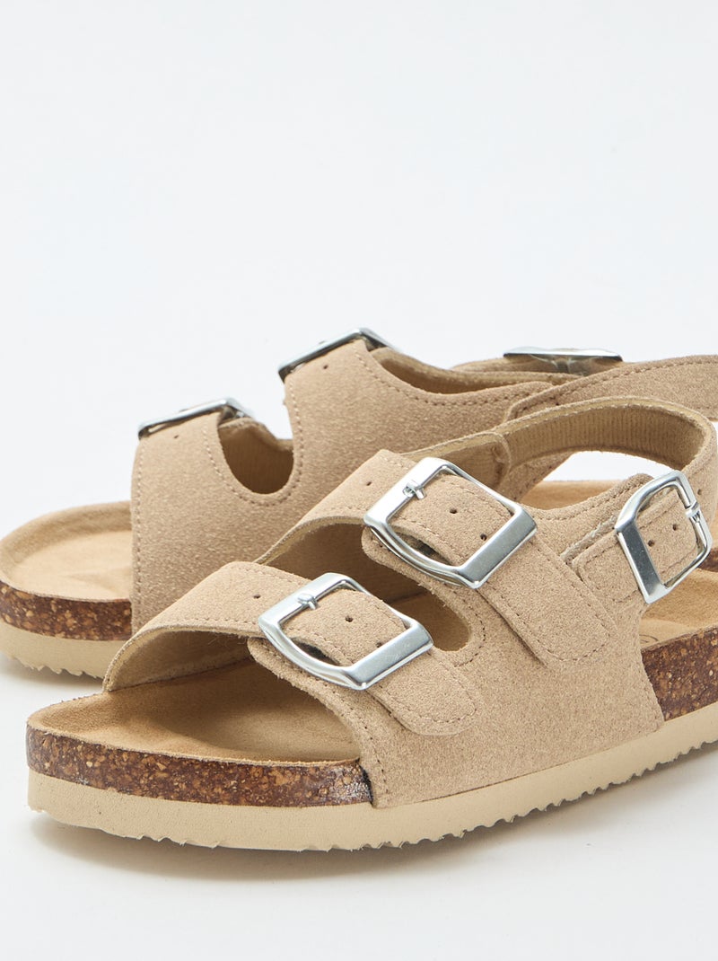 Sandalias de doble tira con hebillas contrastantes Beige - Kiabi