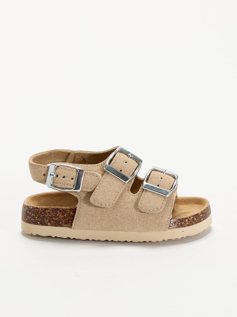 Sandalias de doble tira con hebillas contrastantes Beige - Kiabi