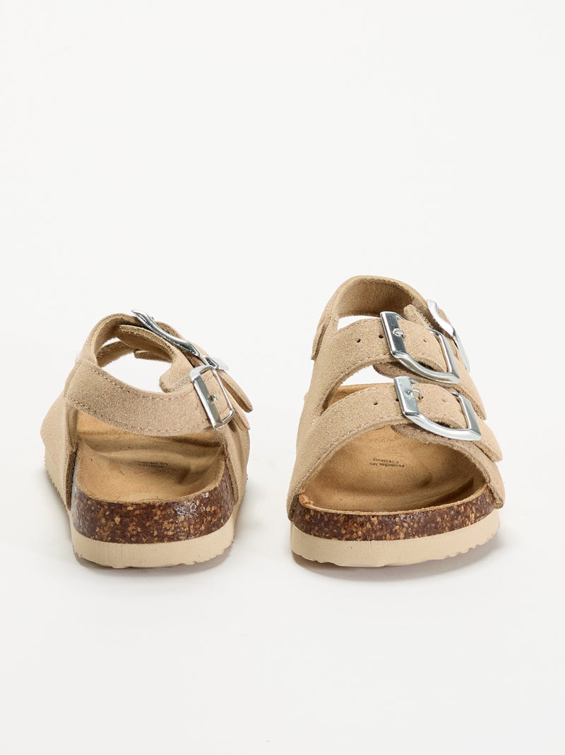 Sandalias de doble tira con hebillas contrastantes Beige - Kiabi