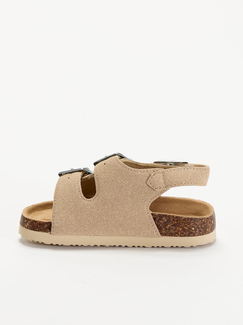 Sandalias de doble tira con hebillas contrastantes Beige - Kiabi