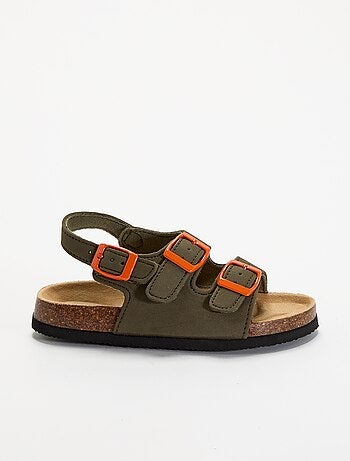 Sandalias de doble tira con hebillas contrastantes