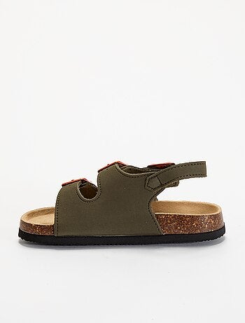 Sandalias de doble tira con hebillas contrastantes