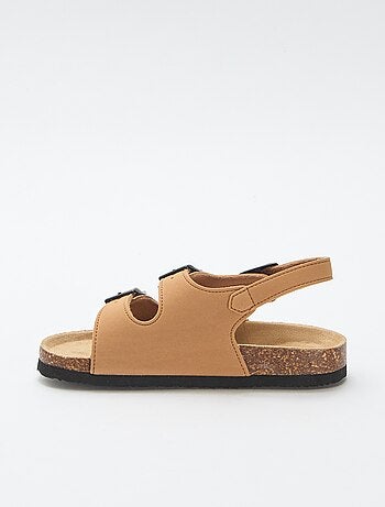 Sandalias de doble tira con hebillas contrastantes