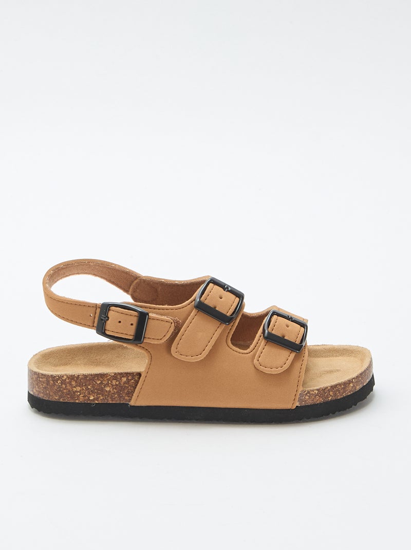 Sandalias de doble tira con hebillas contrastantes Marron - Kiabi