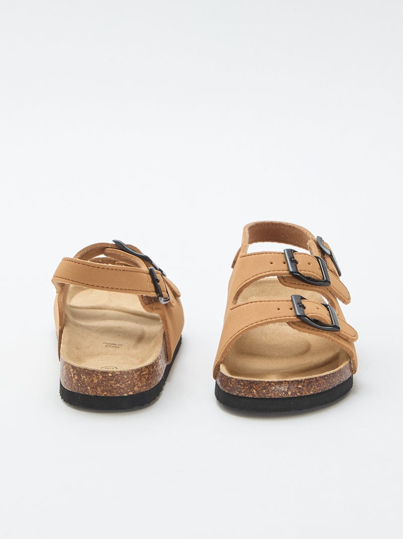 Sandalias de doble tira con hebillas contrastantes Marron - Kiabi