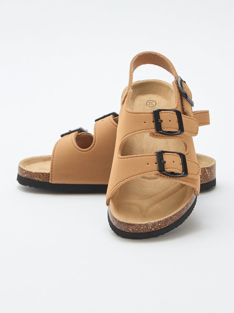 Sandalias de doble tira con hebillas contrastantes Marron - Kiabi