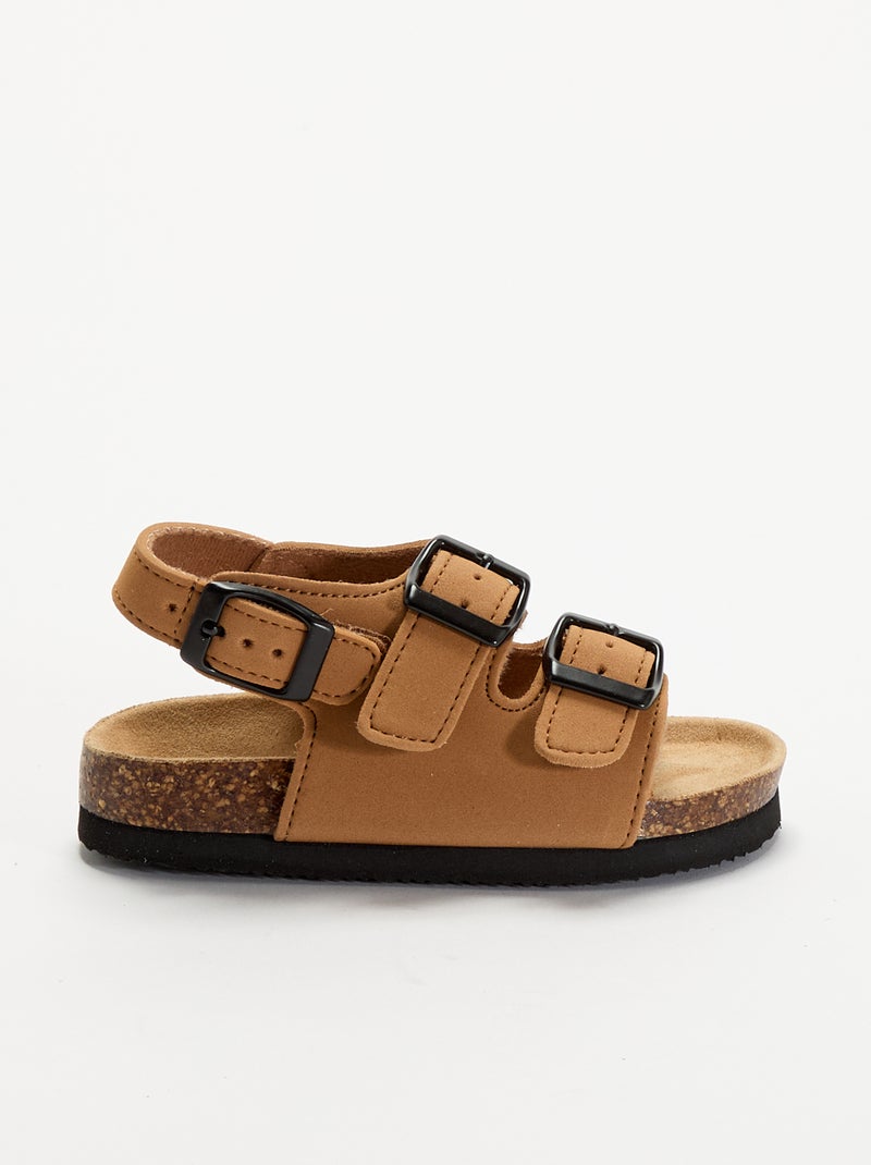Sandalias de doble tira con hebillas contrastantes Marron - Kiabi