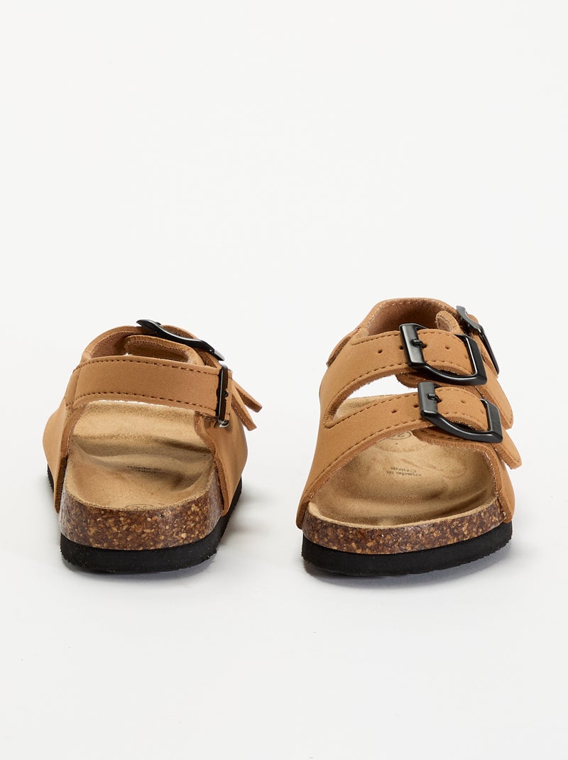 Sandalias de doble tira con hebillas contrastantes Marron - Kiabi