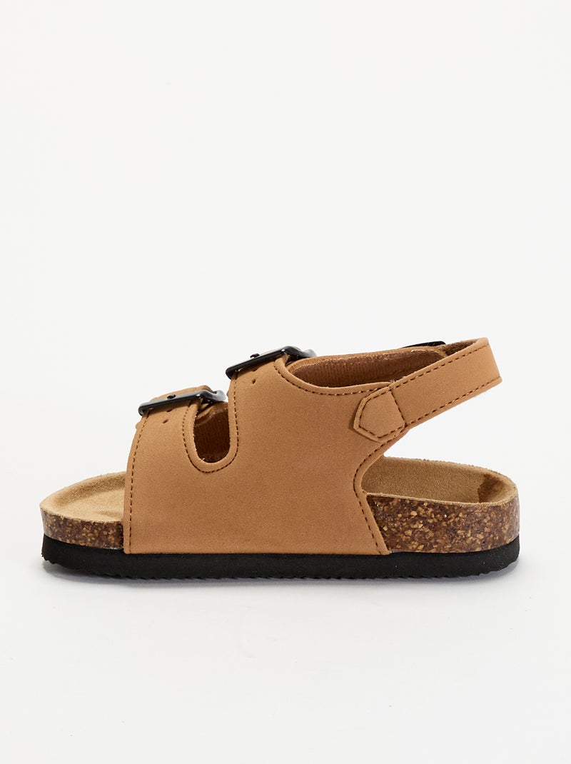 Sandalias de doble tira con hebillas contrastantes Marron - Kiabi