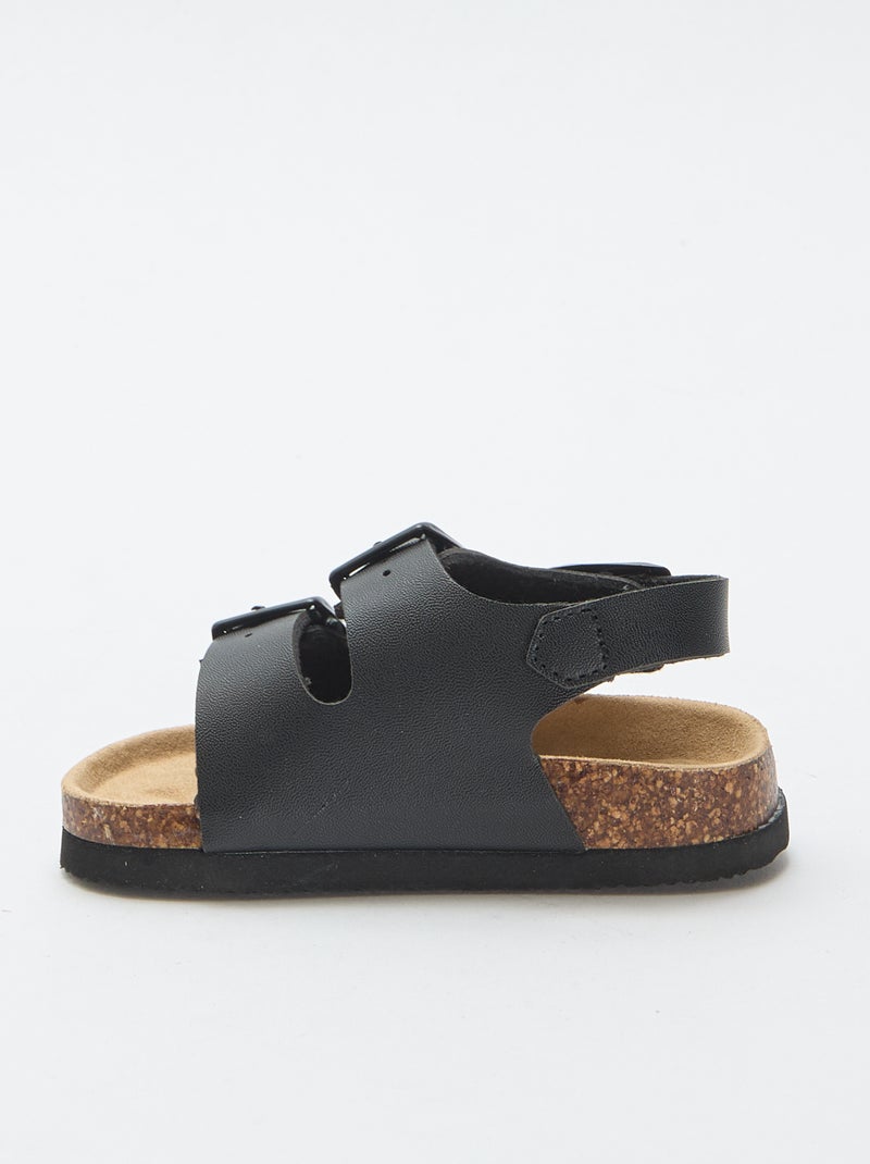 Sandalias de doble tira con hebillas Negro - Kiabi