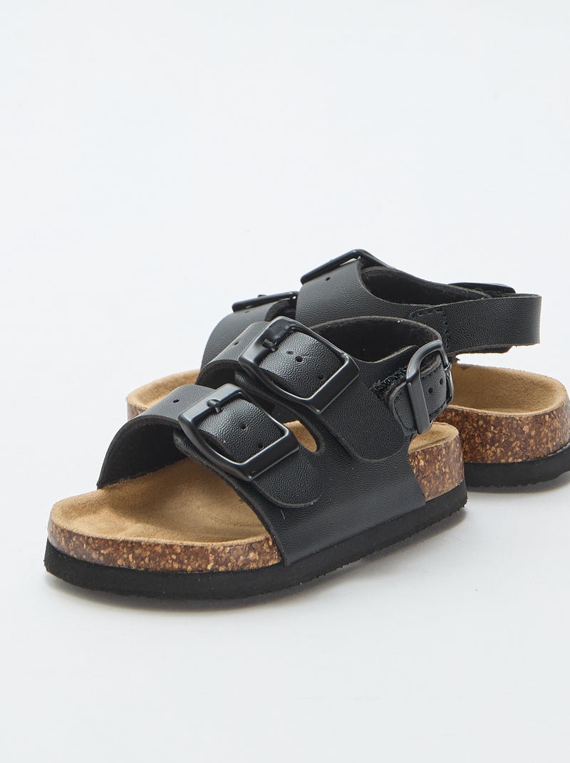 Sandalias de doble tira con hebillas Negro - Kiabi