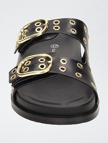 Sandalias de doble tira con ojales