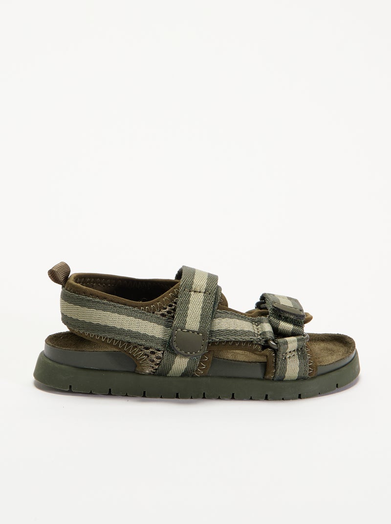 Sandalias de doble tira con velcro Kaki - Kiabi