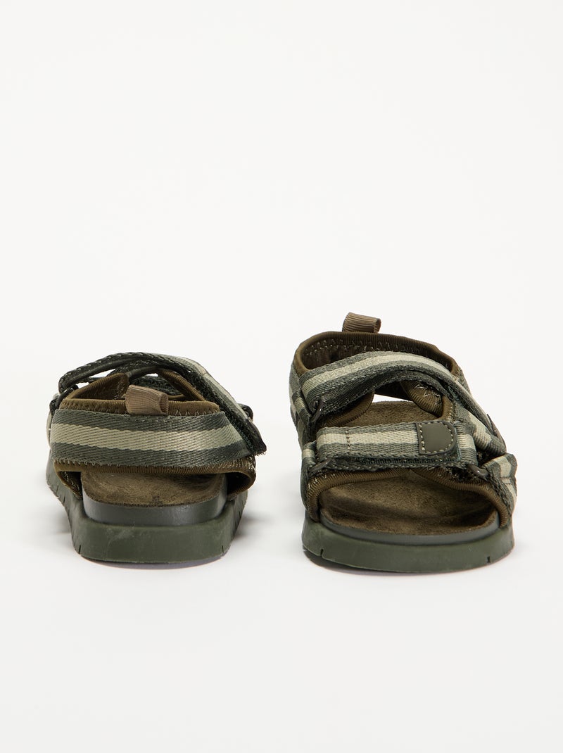 Sandalias de doble tira con velcro Kaki - Kiabi
