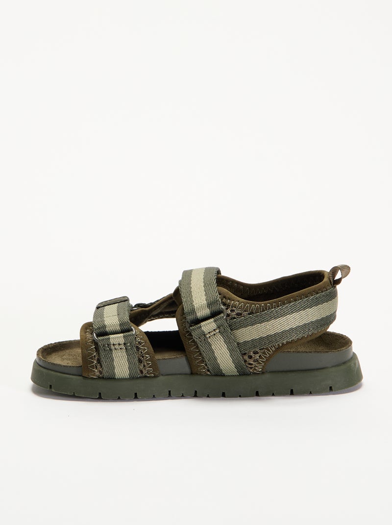 Sandalias de doble tira con velcro Kaki - Kiabi