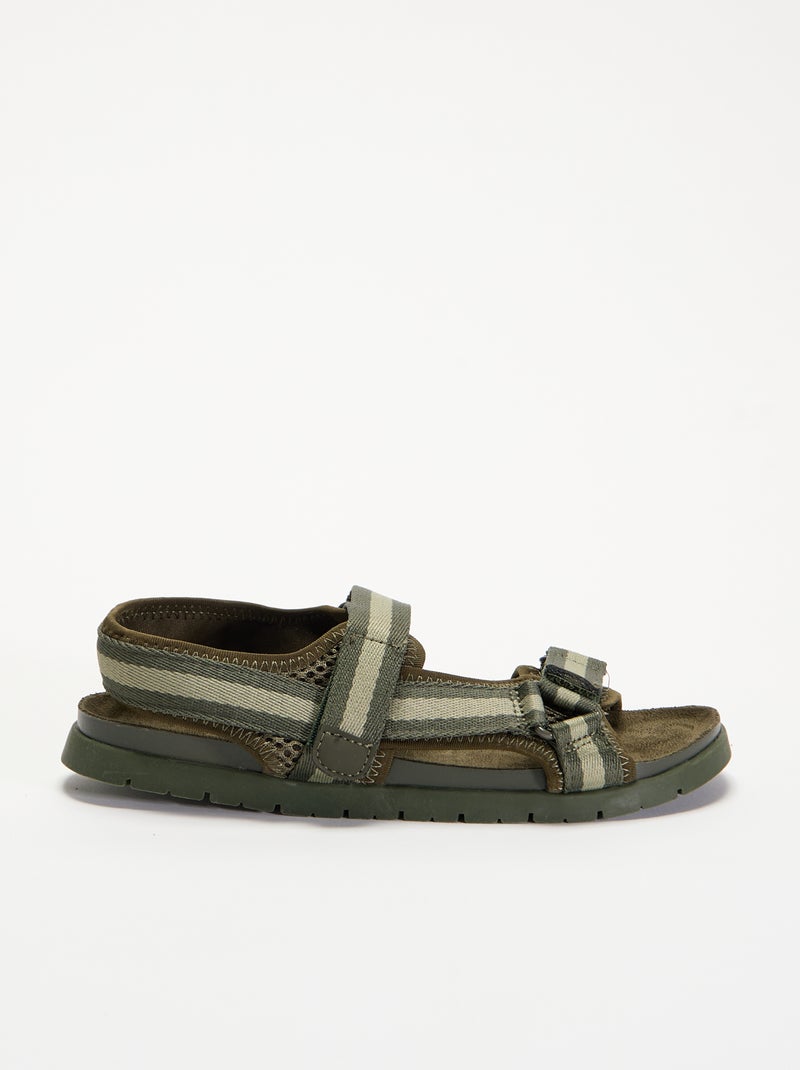 Sandalias de doble tira con velcro Kaki - Kiabi