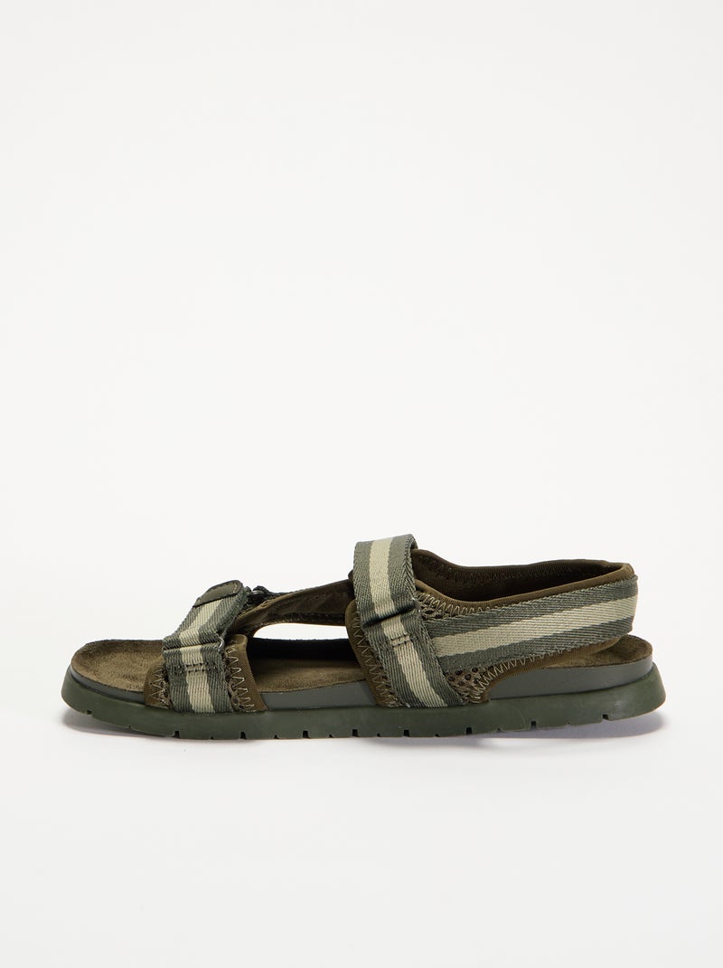 Sandalias de doble tira con velcro Kaki - Kiabi