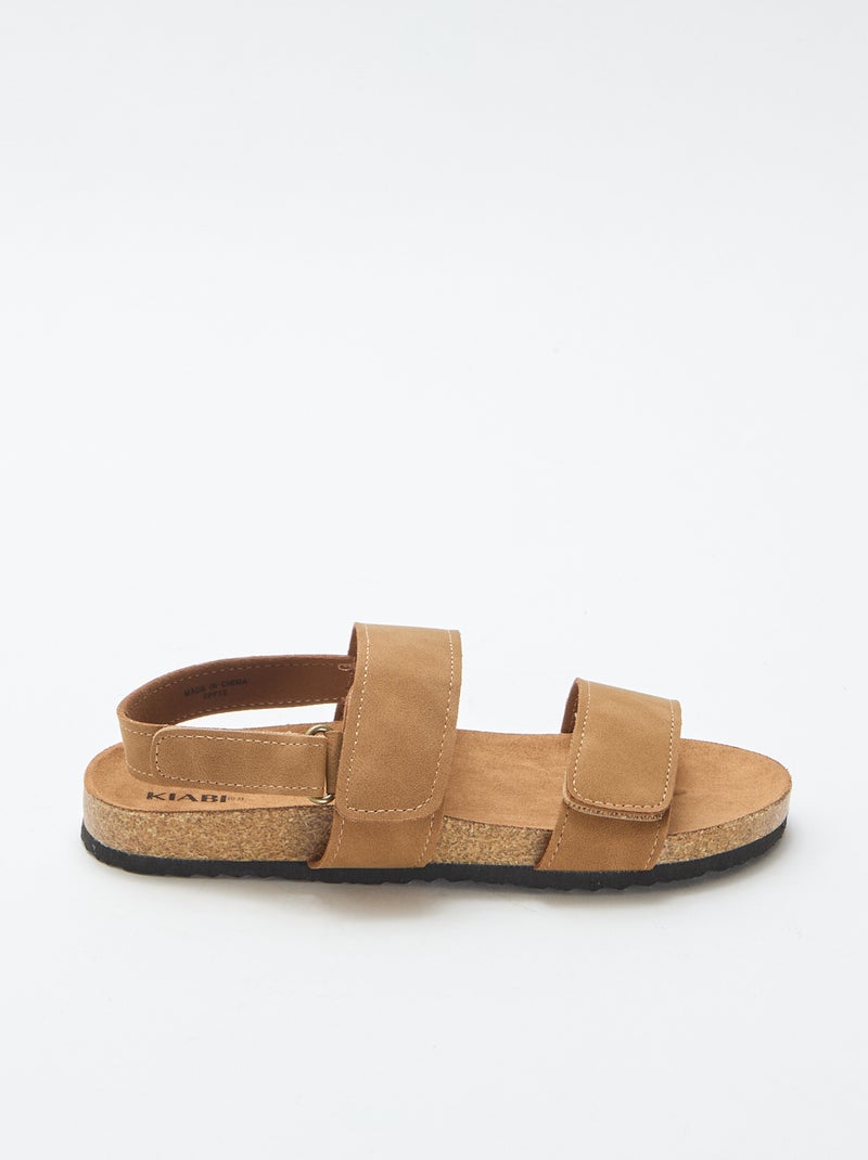 Sandalias de doble tira con velcro Marron - Kiabi